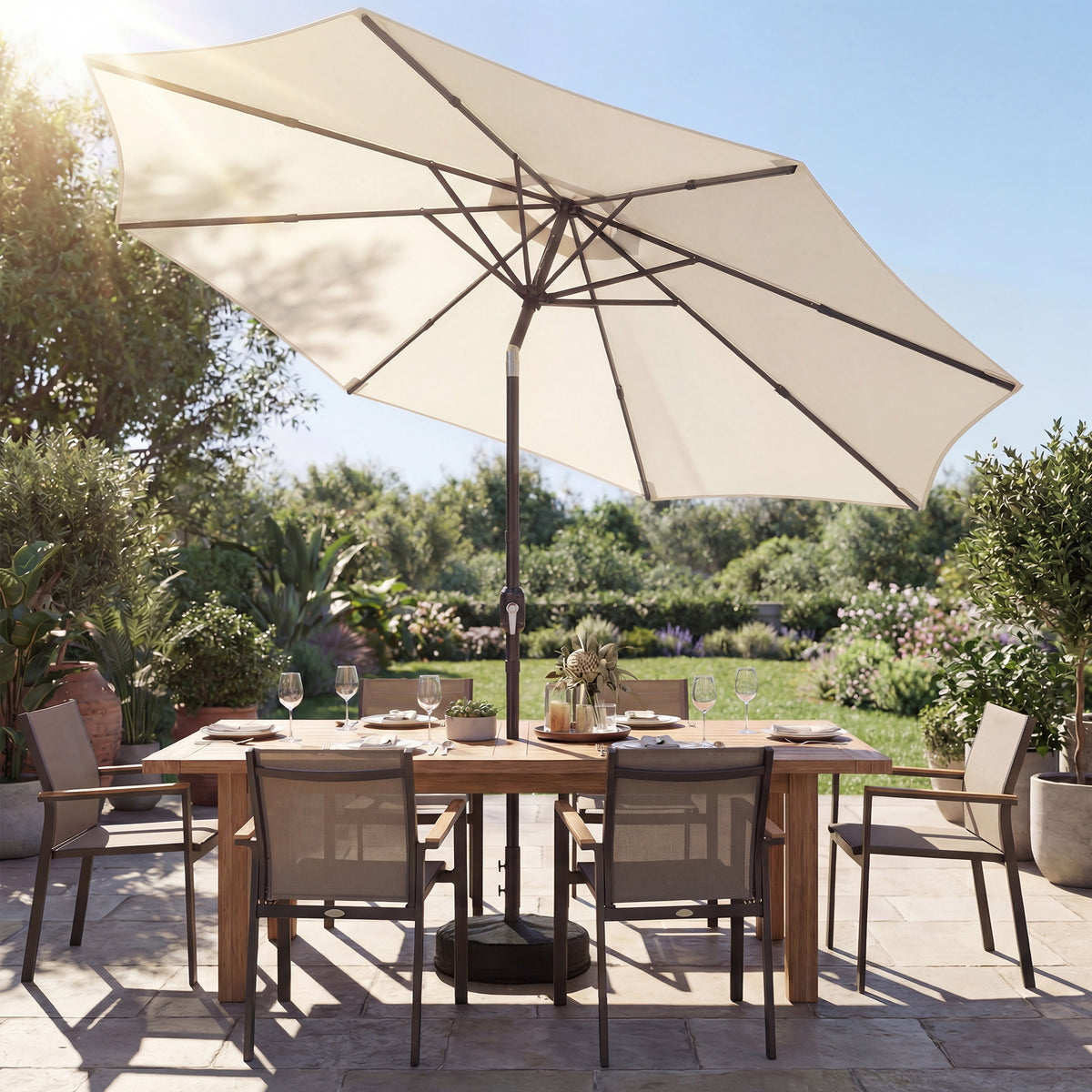 Outsunny 2.7 m Garden Parasol Umbrella in Cream White