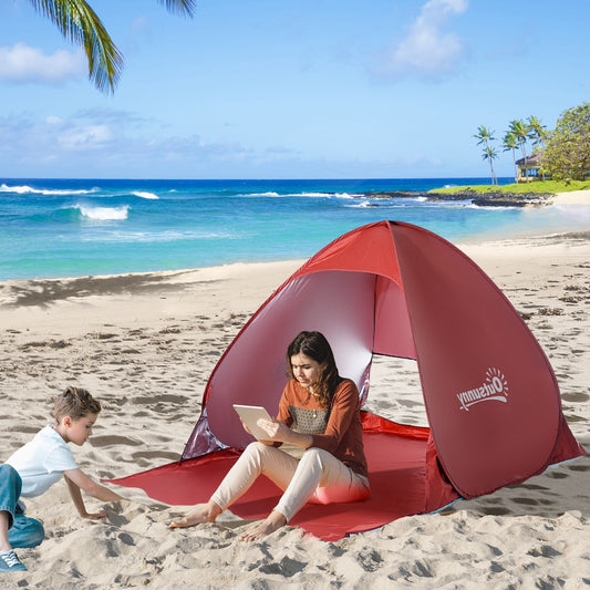 Outsunny Pop-up Portable Beach Tent in Red