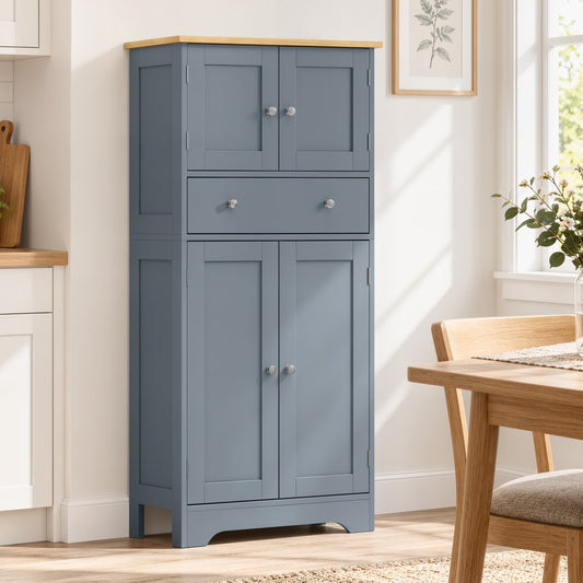 HOMCOM Kitchen Cupboard in Grey Blue
