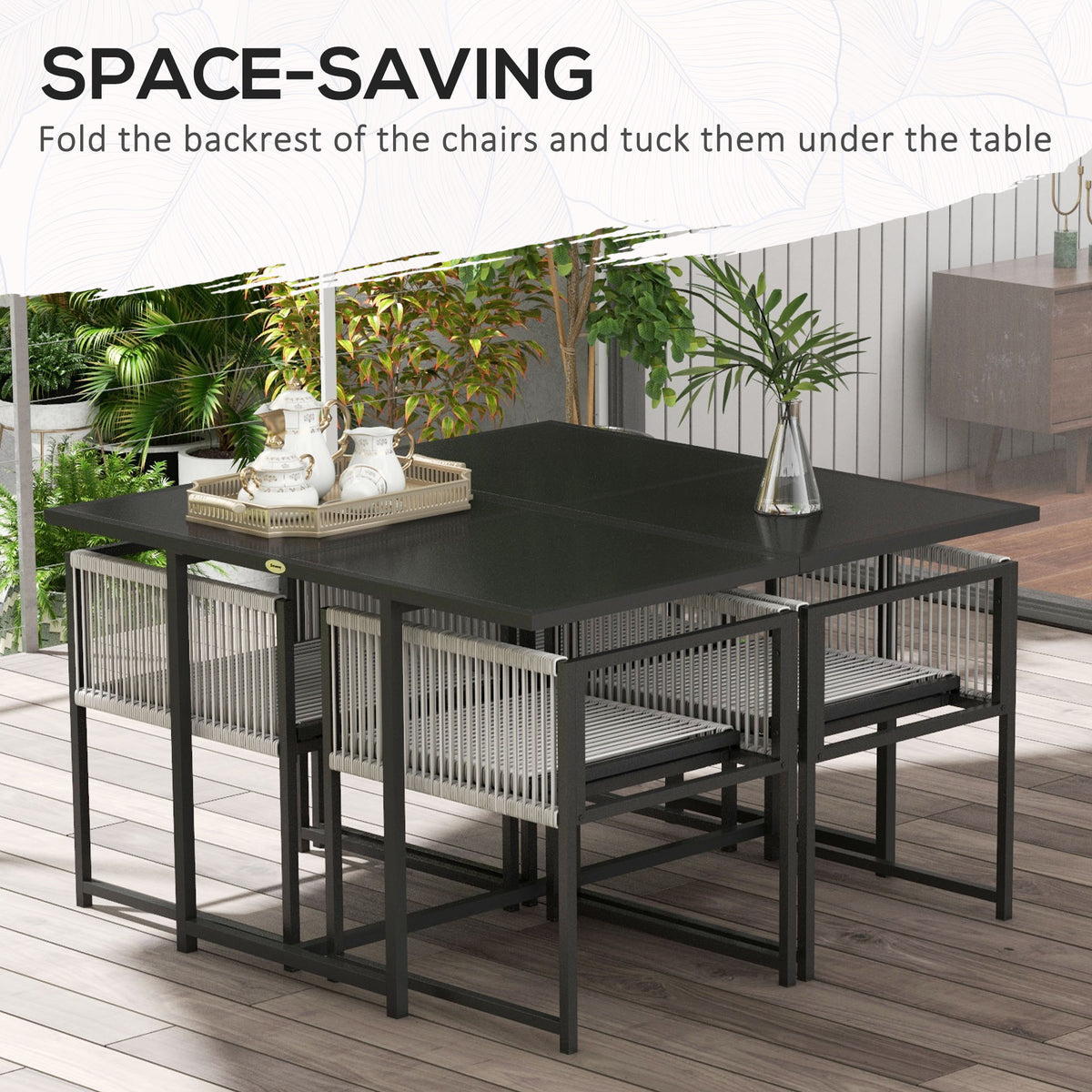 Outsunny Five-Piece Metal Dining Set in Light Grey