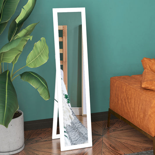 HOMCOM Rustic Full Length Mirror, Hanging and Freestanding Floor Mirror, Farmhouse Decorative Wall Mirror, for Living Room, Bedroom, 157 cm, White