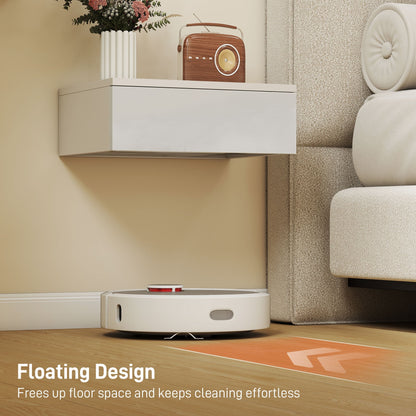 HOMCOM Floating Bedside Table Set of 2, Wall-Mounted Nightstand with High Gloss Finish & Storage Drawer, White