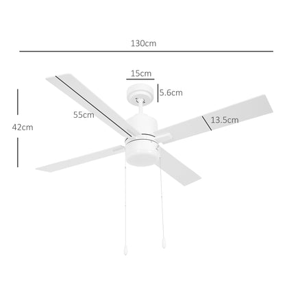 HOMCOM Ceiling Fan with LED Light in White and Natural Tone