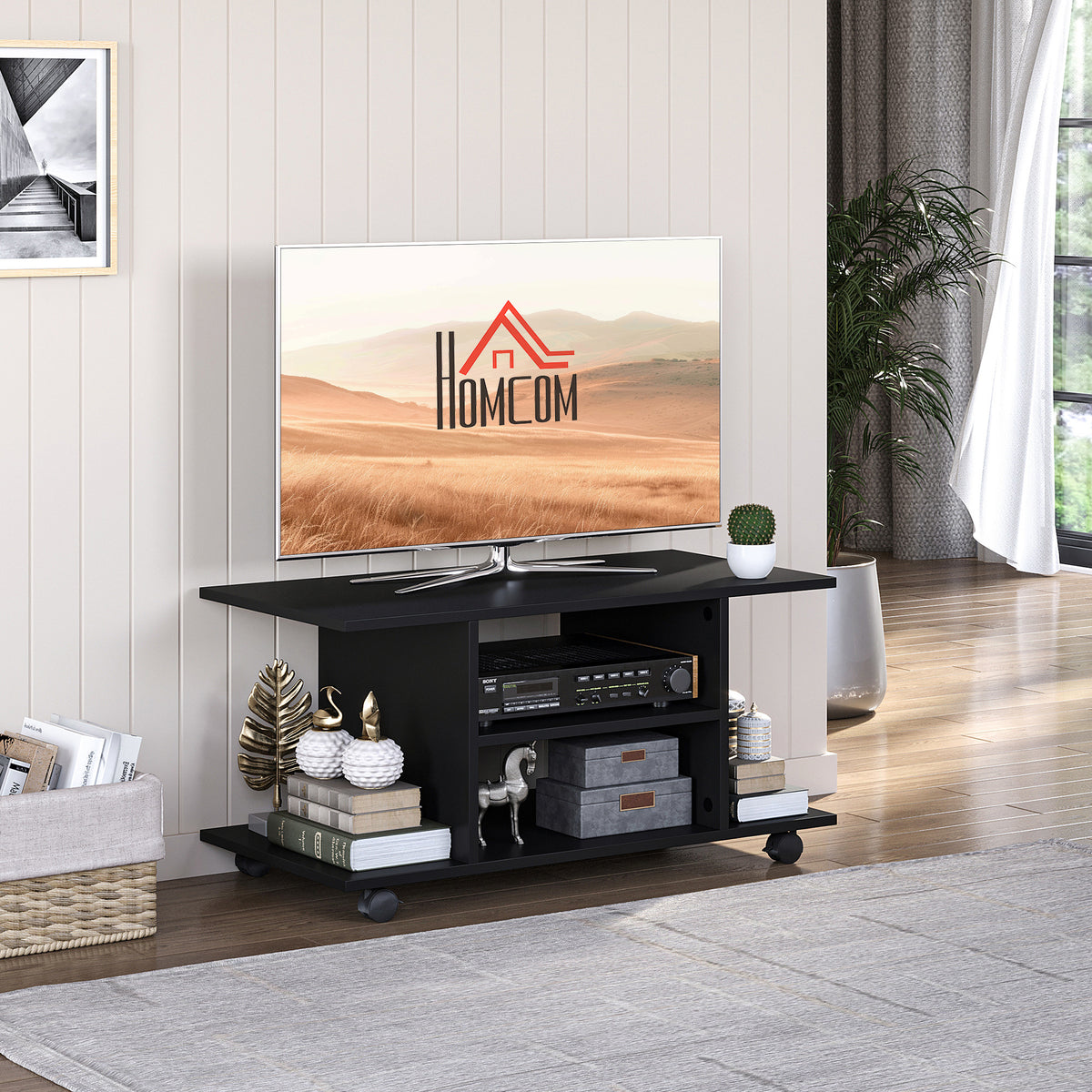 HOMCOM Modern TV Cabinet Stand in Black
