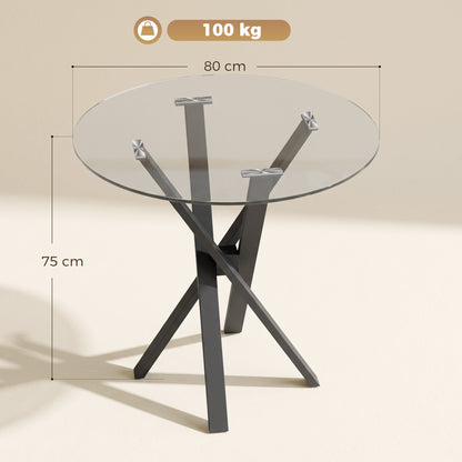HOMCOM Round Dining Table for 4 in Clear