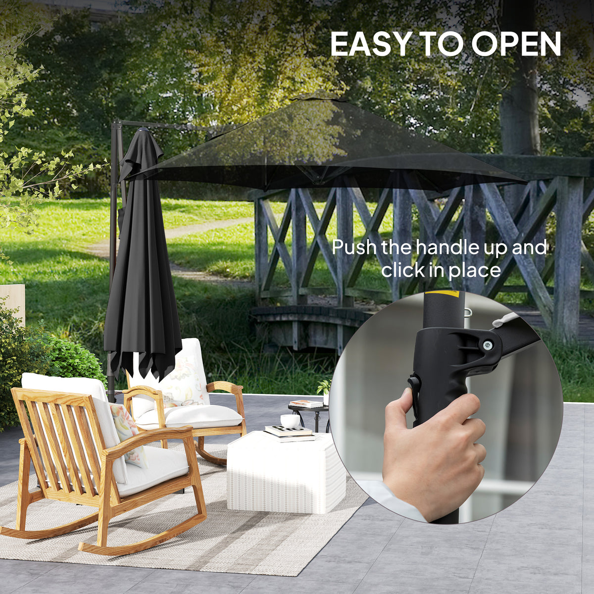 Outsunny 2.5m Rotating Cantilever Parasol in Black