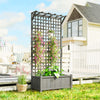 Outsunny Raised Bed with Drainage Holes, Wood Planter with Trellis for Climbing Plants, Dark Grey