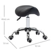 HOMCOM Cosmetic Stool 360 Rotate Height Adjustable Salon Massage Spa Chair Hydraulic Rolling Faux Leather Saddle Stool Mobility, Black