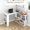 HOMCOM Corner Computer Desk, L Shaped Desk with 360Â° Rotating Bookshelf, 120L x 110W x 74.5H cm, White