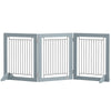 PawHut Foldable Pet Gate, with Three Panels & Two Support Feet - Grey