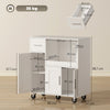 HOMCOM Rolling Kitchen Cart, Microwave Cabinet with Sliding Tray, Drawer, 3-Door Cupboards, Adjustable Shelf, White