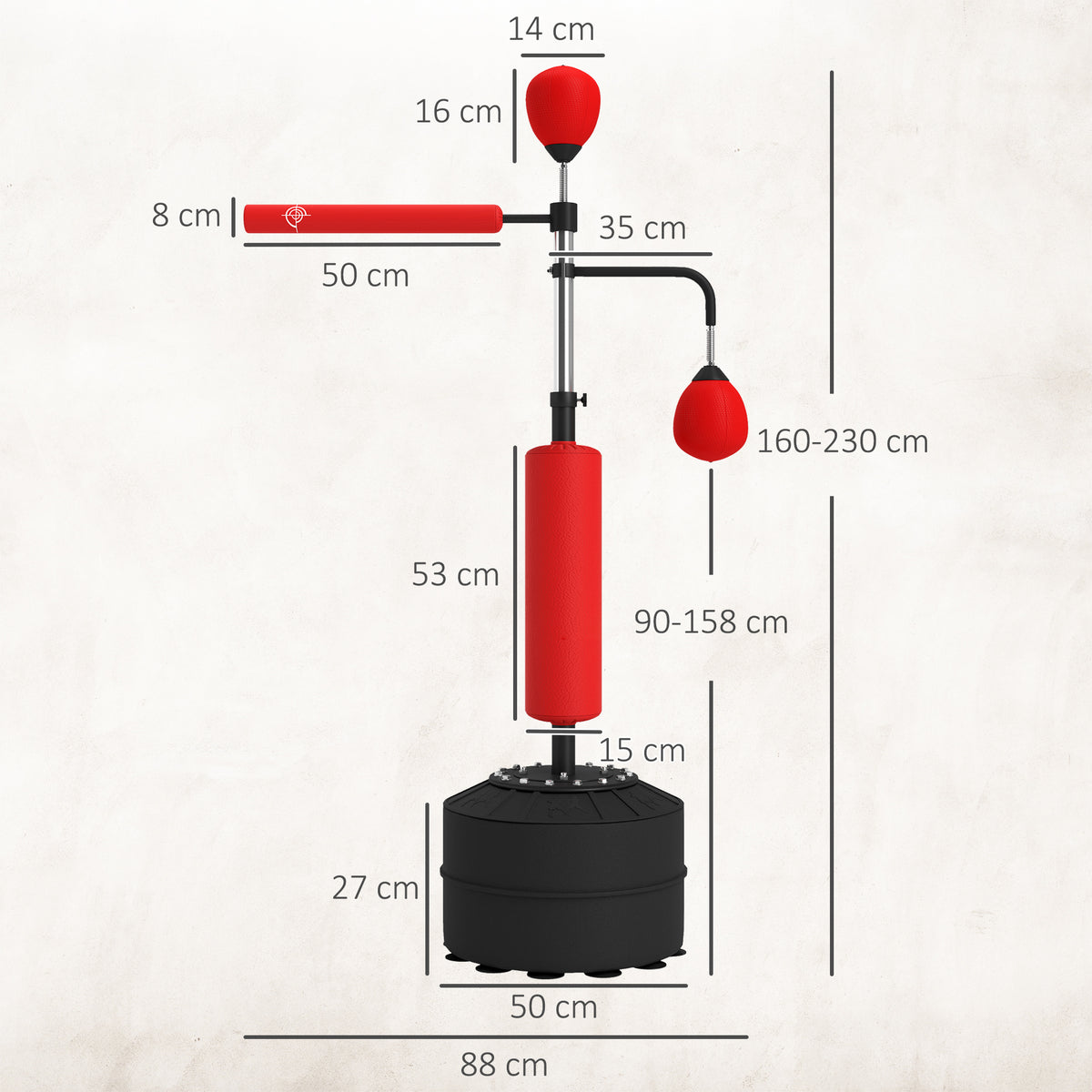 HOMCOM 4-in-1 Boxing Punching Bag in Red