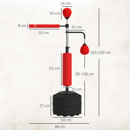 HOMCOM 4-in-1 Boxing Punching Bag in Red