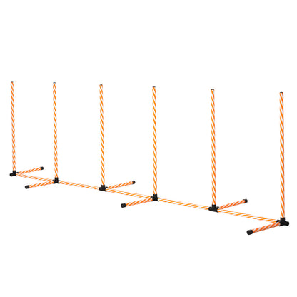 حقيبة حمل صافرة من PawHut Dog Agility Equipment للتدريب في الهواء الطلق للحيوانات الأليفة مع 6 أعمدة منسوجة