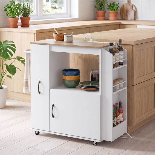 HOMCOM Kitchen Trolley on Wheels in White