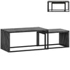 HOMCOM Coffee Tables Set of 2, Industrial Nest of Tables with Metal Frame for Living Room Bedroom, Dark Grey Marble Effect