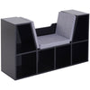 HOMCOM Bookcase Storage Shelf with Cushioned Reading Seat, Cube Bookshelf Organizer for Bedroom Living Room, Black