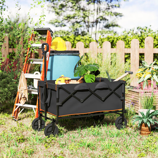 Outsunny 160L Festival Trolley on Wheels in Black and Orange