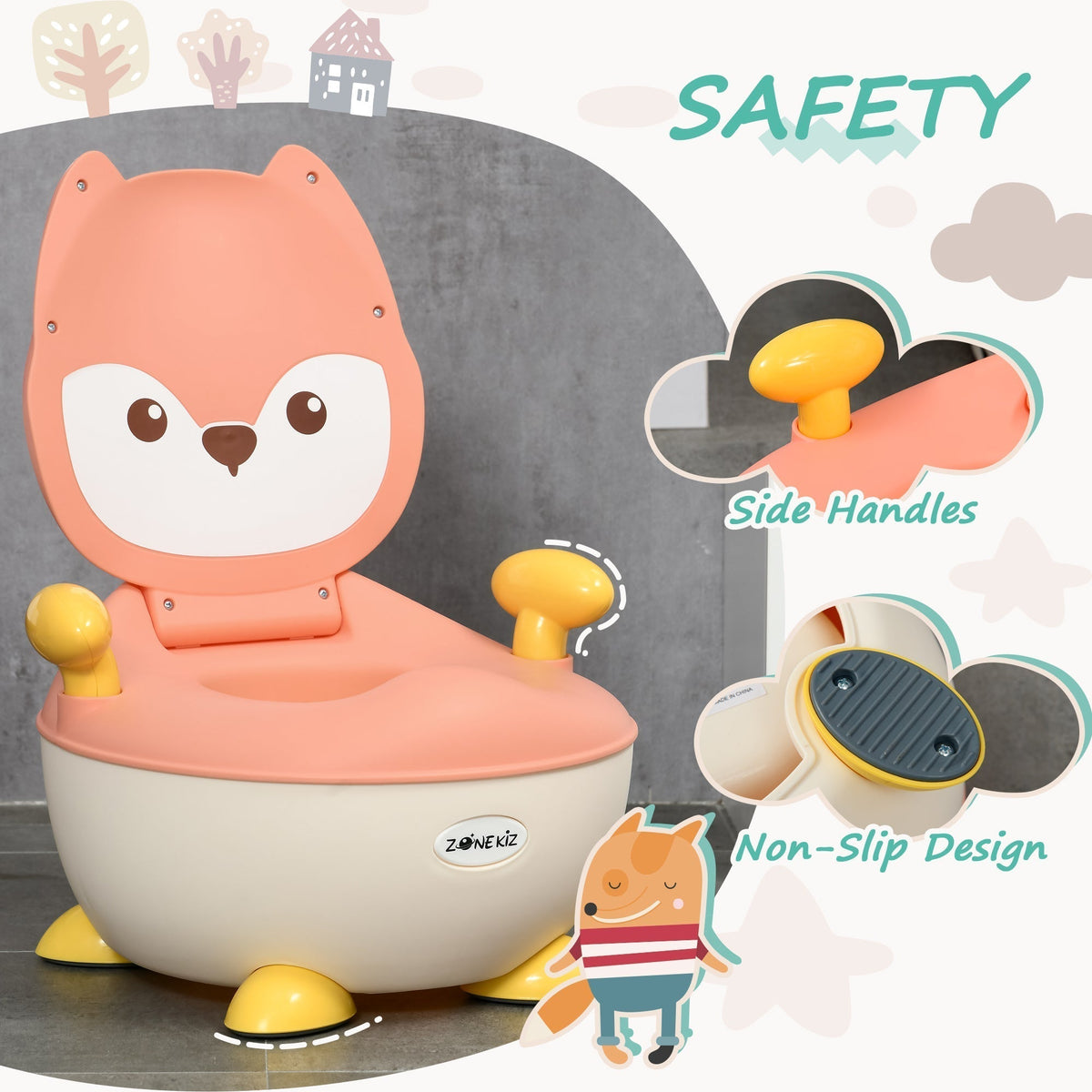 Close-up of the baby nursery furniture potty training toilet showing safety features