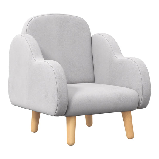 ZONEKIZ Kids Armchair Toddler Sofa Children Chair in grey with light wooden legs