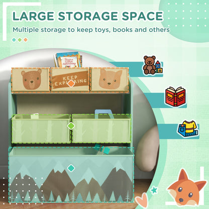 This kids storage unit offers ample space for toys and books