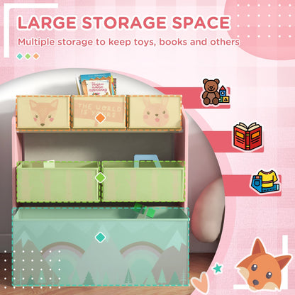 Pink kids storage organiser with large storage space for toys and books