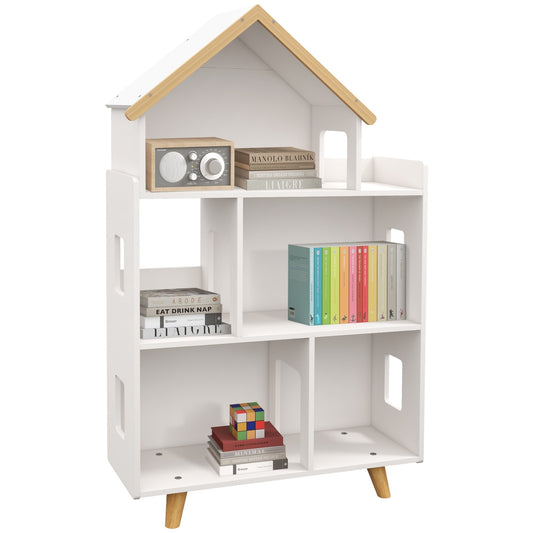 ZONEKIZ Three-Tier Toy Storage Shelf with six cubby holes and a house shaped roof design