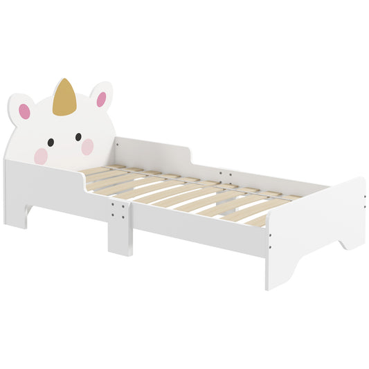 ZONEKIZ Unicorn-Designed Toddler Bed in White
