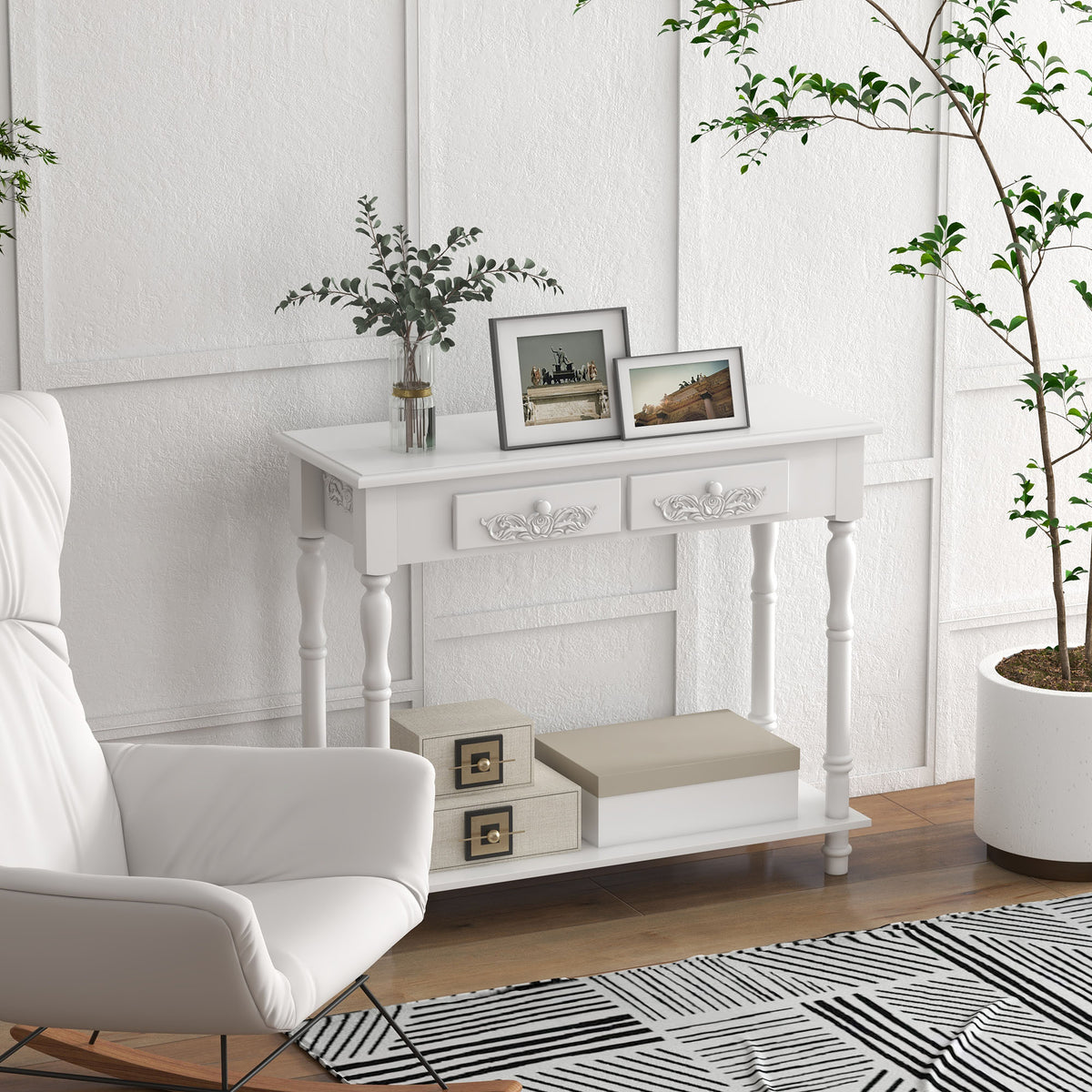 HOMCOM Console Table in White