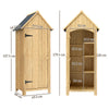Outsunny Wooden Garden Storage Shed with 3 Shelves, Outdoor Tool Storage Cabinet with Tilt Roof and Lockable Door, 77.5 x 54.2 x 179.5 cm, Natural