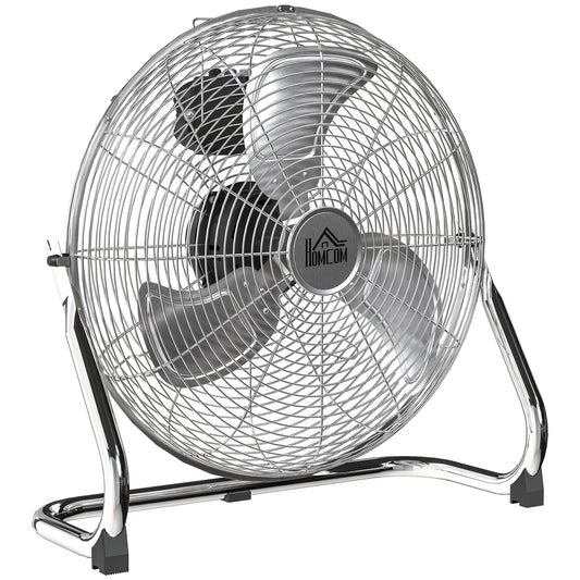 HOMCOM Metal Desk Fan with 3 Speeds & 120√Ç¬∞ Adjustable Tilt - Silver