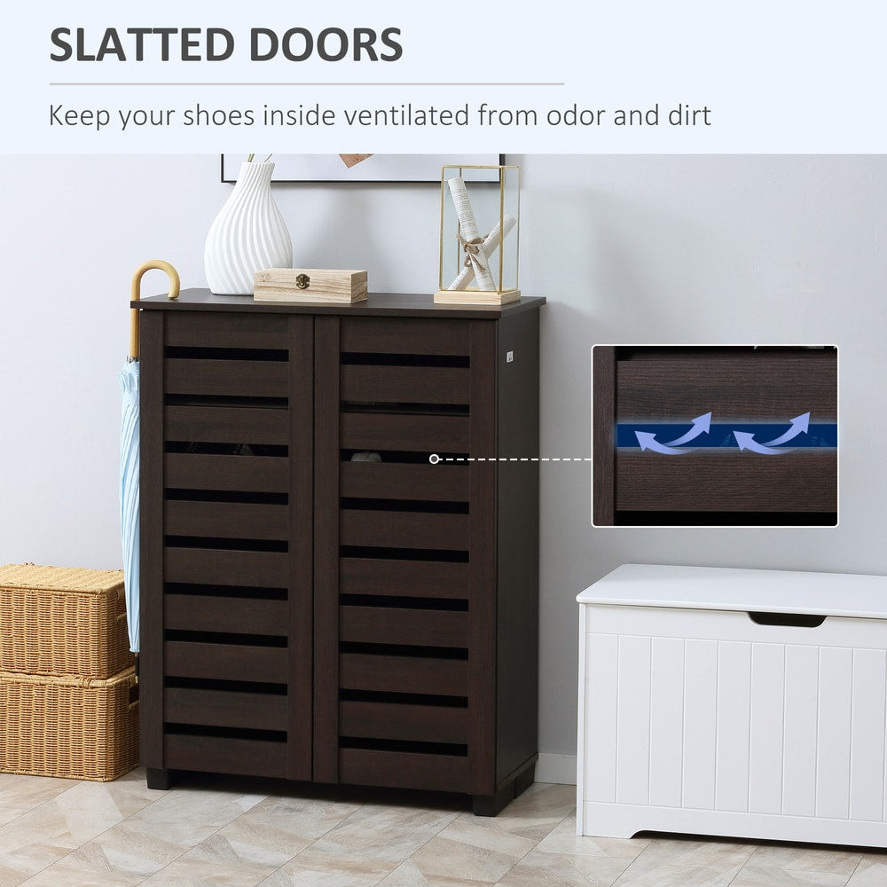HOMCOM 15 Shoe Storage Cabinet in Dark Brown