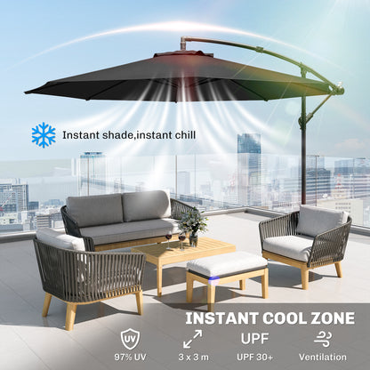 Outsunny 3 m Overhanging Cantilever Parasol in Black