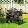 Outsunny Double Decker Folding Festival Trolley on Wheels, 200KG & 350L Capacity Collapsible Wagon Festival Trolley Cart with 134cm Extended for Camping Sports Shopping Garden and Beach, Grey