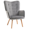 HOMCOM Modern Accent Chair, Upholstered Tufted Wingback Armchair with Seat Padding, Velvet Leisure Lounge Bedroom Chair with Wood Legs, Grey