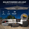 Outsunny 3 x 2 m Garden Parasol Umbrella with LED Solar Light, Parasol Cover, Outdoor Market Patio Umbrella, Dark Grey