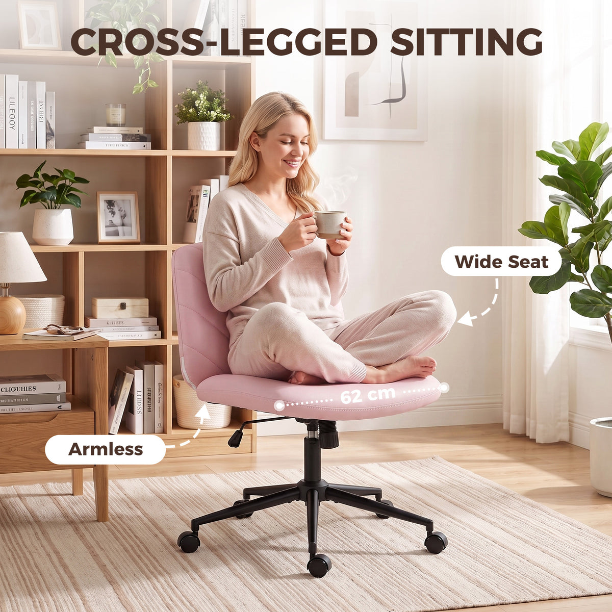 HOMCOM Home Office Desk Chair in Pink
