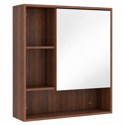 HOMCOM Bathroom Mirror Cabinet in Walnut Brown
