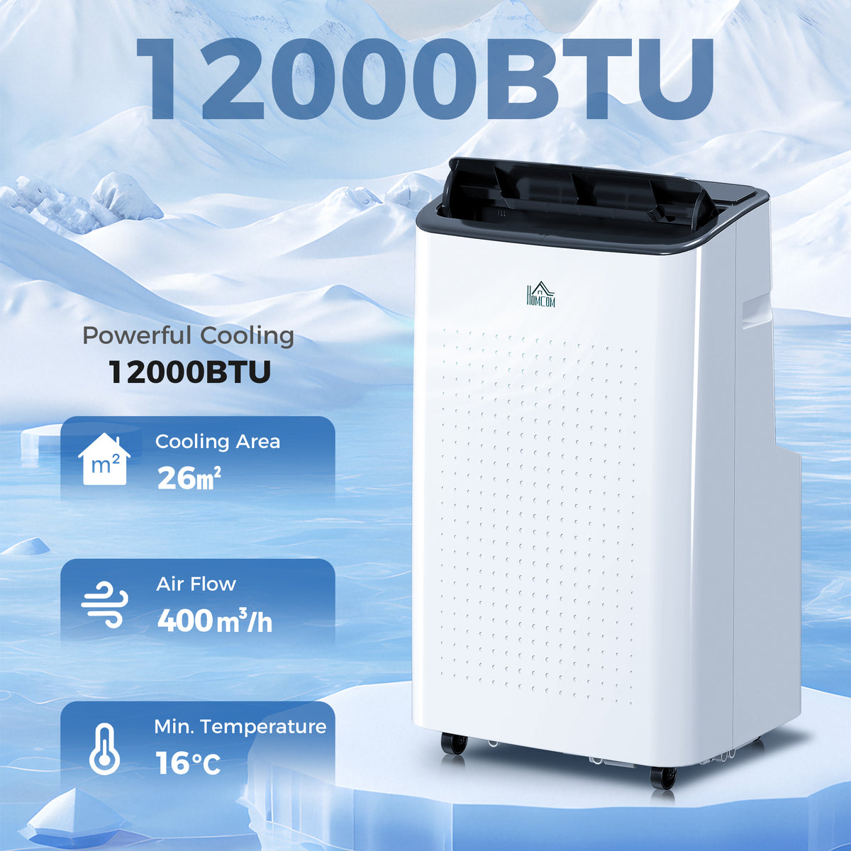 HOMCOM 12000 BTU App-Controlled Mobile Air Conditioner in White