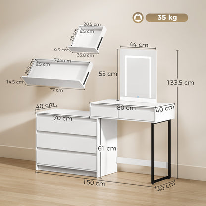 HOMCOM Vanity Makeup Desk in White