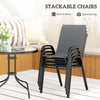 Outsunny Five-Piece Steel Patio Set, with Glass-Top Table - Dark Grey
