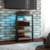 HOMCOM 4-Tier Corner TV Stand with Storage, LED Lights, Cable Management, Small TV Unit Entertainment Centre for TVs up to 29