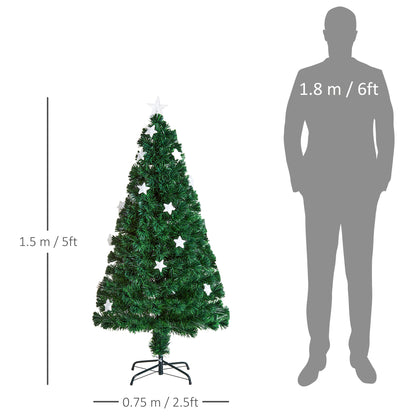 HOMCOM 5FT Prelit Artificial Christmas Tree in Green