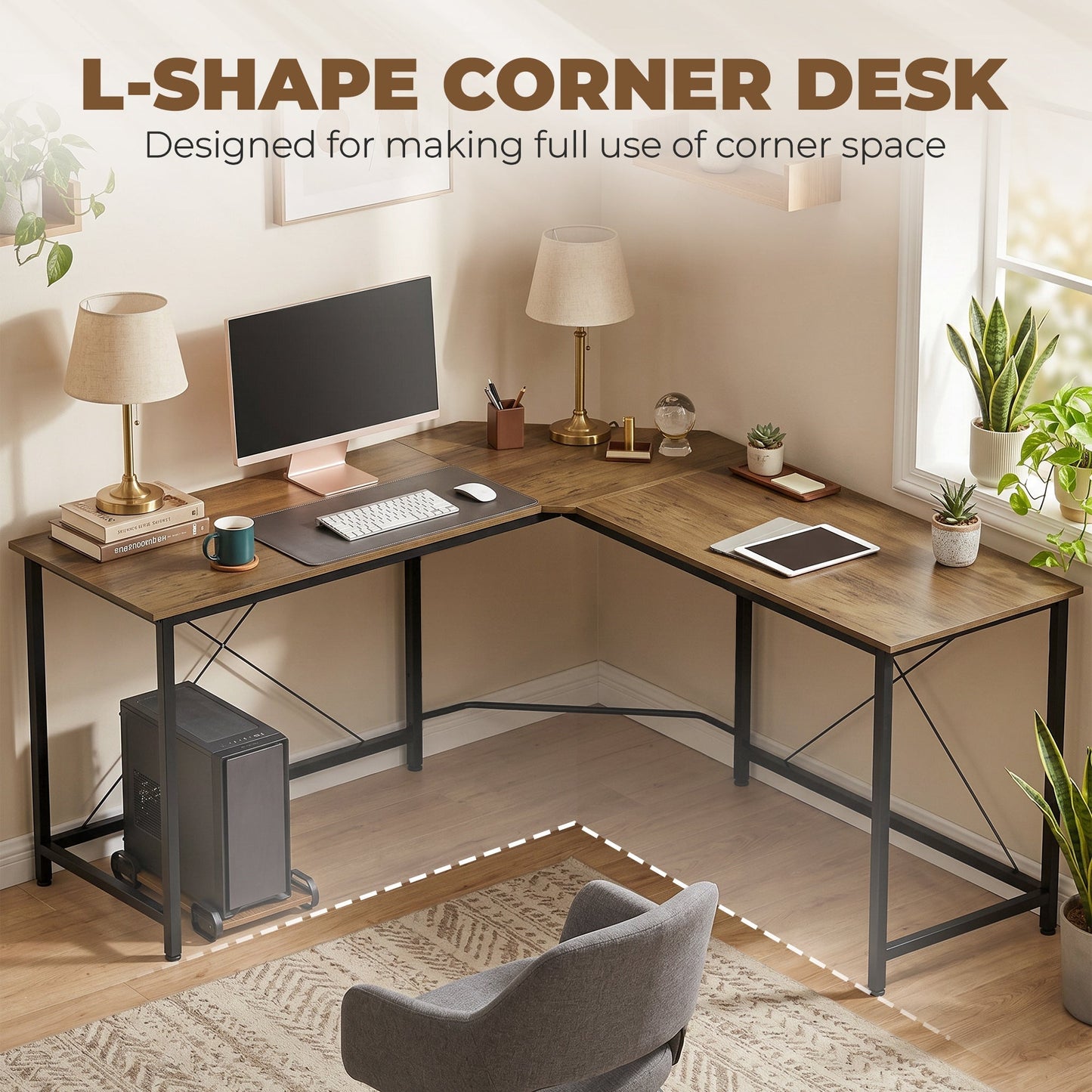 HOMCOM Corner L-Shape Computer Desk PC Workstation Writing Gaming Table Home Office
