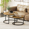 HOMCOM Set of Two Wood-Effect Stacking Tables - Brown